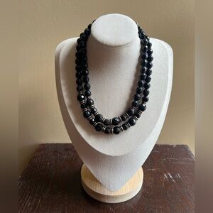 Vintage Carolee Black Beaded Necklace